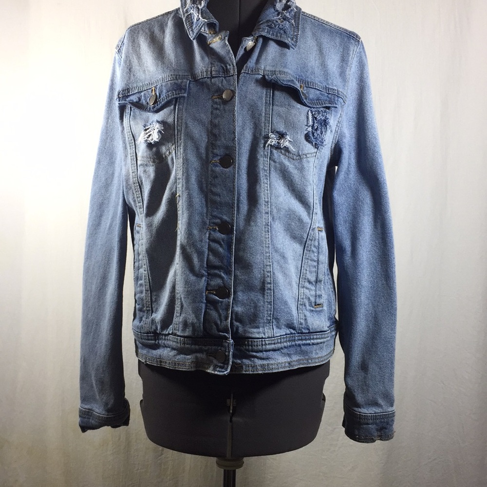 Universal Thread Distressed Jeans Jacket Size L - image 1
